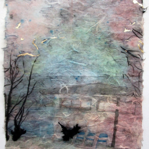 at home demon, ink, ballpen, goldleaf on paper 40 x 30 cm, 2010, 72dpi